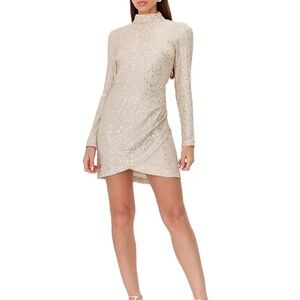 NWT - Adelyn Rae Sequin Mock Neck Mini Dress (XL)